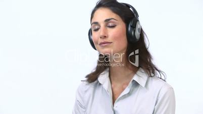 Woman listening music with closed eyes