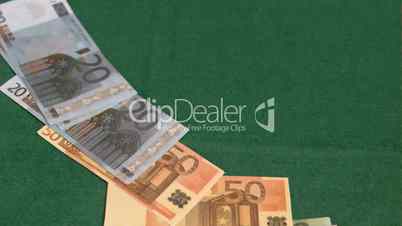 Euro banknotes thrown in super slow motion