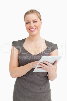 Woman using a digital computer