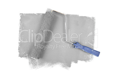 Paint roller on grey traces