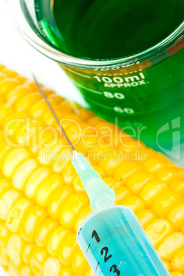 Corn next to a beaker