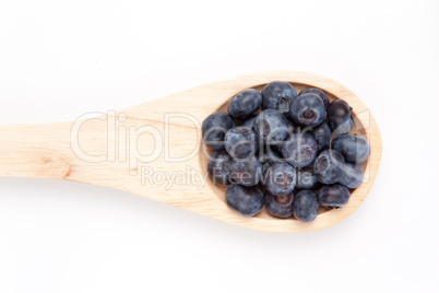 Wooden spoon with blueberrry