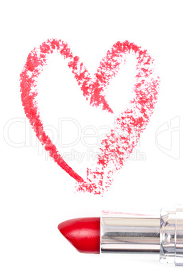 Red trace of lipstick forming a heart