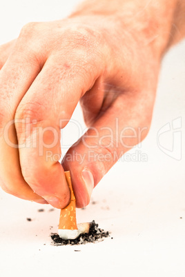 Hand extinguished a cigarette