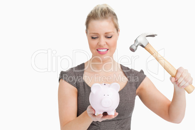 Woman wanted to break a piggy bank