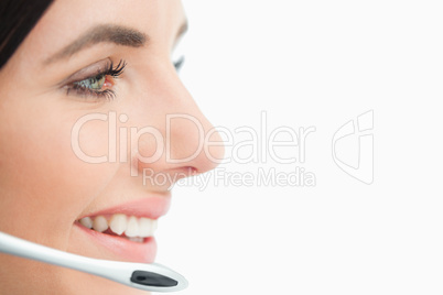 Close up of a call center worker