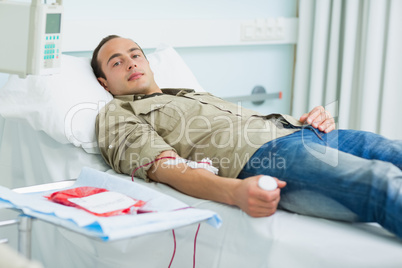 Transfused patient looking at the camera