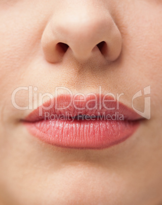 Close-up of lips with make-up on them