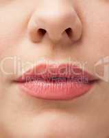 Close-up of lips with make-up on them