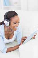 Black woman using a tablet computer