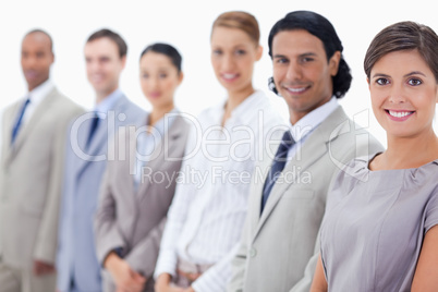 Close-up of a smiling business team
