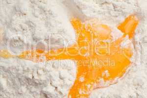 Egg yolk on the flour