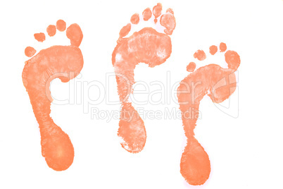 Three red footprints
