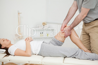 Peaceful woman lying while being manipulated