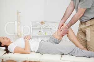 Peaceful woman lying while being manipulated