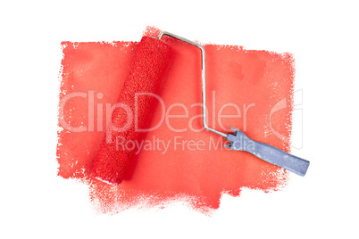Paint roller on red traces