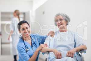 Nurse and patient smiling