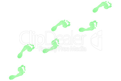 Six green footprints