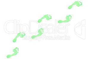 Six green footprints