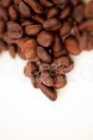 Blurred seeds of coffee laid out together