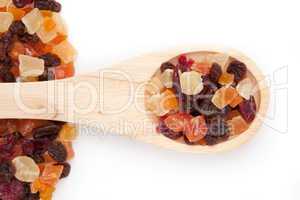 Wooden spoon with dried fruit