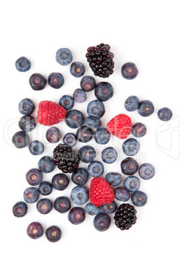 Raspberries and blueberries and blackberries