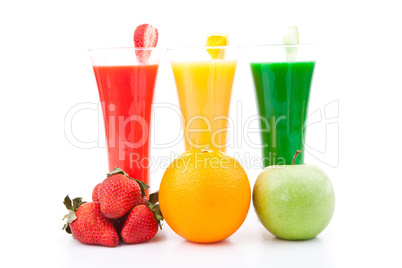 fruits placed in front of full glasses