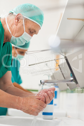 Surgeons washing their hands