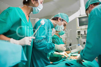 Surgeon using surgical tool