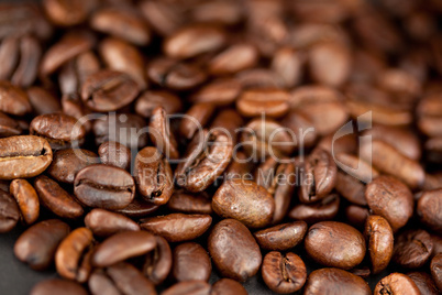 Beans of coffee laid out together