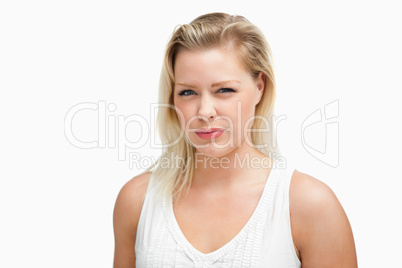 Serious attractive woman looking at the camera Serious attractive woman looking at the camera