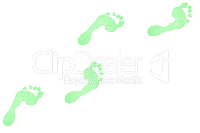 Four green footprints