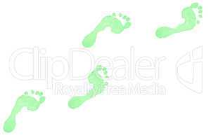 Four green footprints