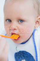 Close up of a baby eating