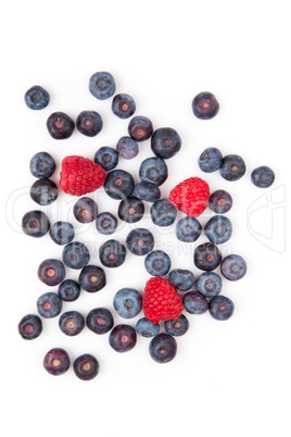 Raspberries and blueberries
