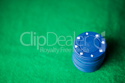 Blue poker chips