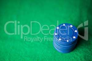Blue poker chips