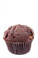 Close up of a fresh baked chocolate muffin