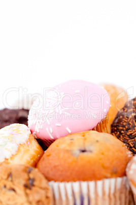 Close up of cakes with icing sugar