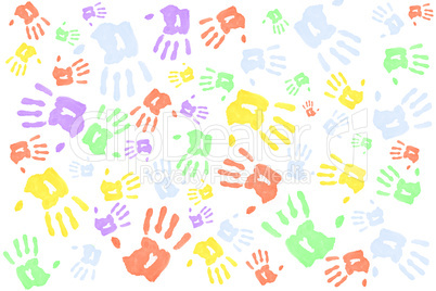 Lots of multi colored handprints