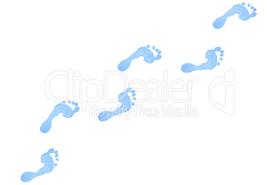 Six blue footprints