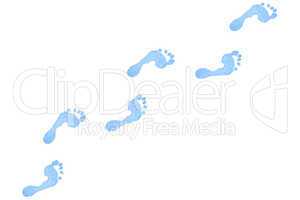 Six blue footprints