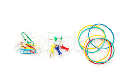 Stationery whose pushpins elastics paperclips
