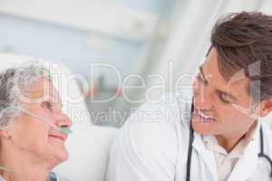 Close up of a doctor looking at a patient