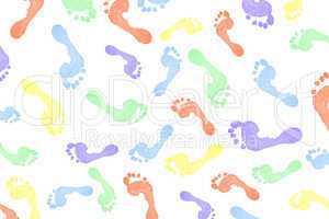 Lots of multi colored footprints