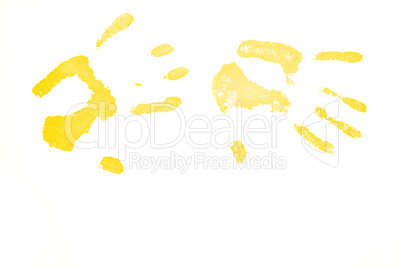 Two yellow handprints