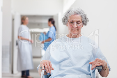 Elderly patient sitting in a wheelchair