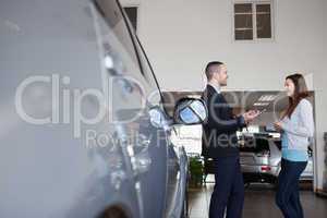 Salesman speaking with a client