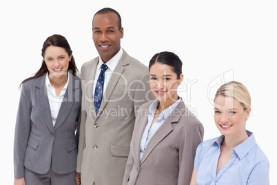High angle shot of business people smiling