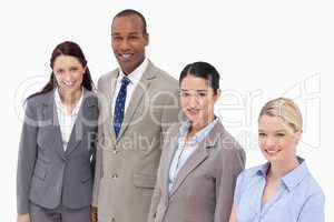 High angle shot of business people smiling